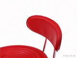 Round Shape Adjustable Salon Stool with Back and Line Red 80978423