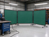 6x6 ft 3-Panel Welding Screen, Flame-Resistant Vinyl Welding Curtain with Frame & 12 Swivel Wheels 59942042