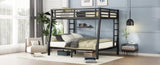 ZNTS Metal Full XL over Queen Bunk Bed for Teens and Adults,Space-Saving/Noise Reduced/No Box Spring W1307P224459