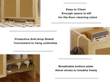 42.5" Tall Rattan Shoe Cabinet with Doors, 6-Tier Wooden Freestanding Shoe Storage Organizer with 98951405