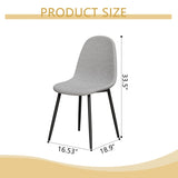 Dining Chairs Set of 4 modern kitchen dining chairs, linen padded seats, and sturdy black metal leg W1727P237778