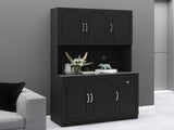 71" Kitchen Pantry Storage Cabinet with Microwave Oven Countertop, Freestanding Hutch Cabinet with W282P170918