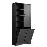 ZNTS Bathroom Storage Cabinet with Doors and Drawers, Tilt-Out Laundry Hamper, Multiple Storage Space, N725P208543B