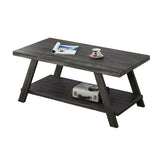 ZNTS Athens Contemporary Replicated Wood Shelf Coffee Table in Charcoal Finish T2574P164641