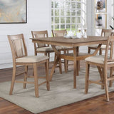 Transitional Set of 2 Counter Height Chairs Natural Tone And Beige Solid wood Chair Padded B011104627