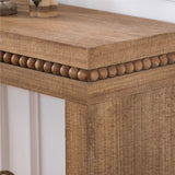 Convenience Concepts Natural Wood Console Table/Desk with Real Wood Beads Decoration W2729P198988
