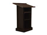 Wood Podium Stand, 44" Tall Wooden Lectern with Mic Stand Space, sliding shelf with cup holder and W1120P330144