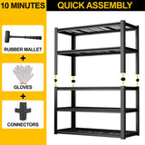 59 Inches Wide Black Metal Shelves, with 5 Removable Dividers, Large Capacity, Strong Load Bearing, W328P276857