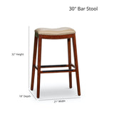 30" Bar Height Saddle Stool, Weathered Gray Finish, Black Leather Seat B046109807