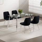 Modern simple velvet black dining chair home bedroom stool back dressing chair student desk chair W210115307