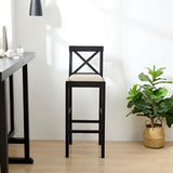 Bar Chair Counter Height Stool with Backrest, Padded Seat & Footrest, Wood Kitchen Island Chair, W2582P170703