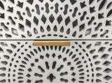 3 Drawer Cabinet with Hollow-Carved 3 Drawer Dresser Storage Chest with Metal Handles For Entryway W688138992