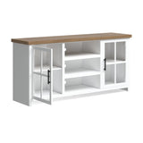 67 inch TV Stand Console for TVs up to 80 inches, No Assembly Required, Jasmine Whitewash and B108P160165