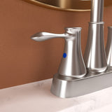 4 Inch 2 Handle Centerset Bathroom Faucet,with Pop up Drain and 2 Water Supply Lines,Brushed Nickel W124379894