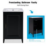 20.3" Bathroom Vanity with Sink, Functional Drawer, Door Shelf, Soft-closing Door, Black N759P218643B