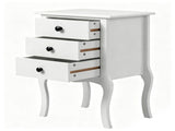 3-Drawer European-Style Nightstand with Curved Legs Painted MDF Storage Cabinet 18.9*13.4*27.6in 63294959
