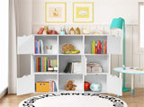 White 9-Cube Organizer Bookcase, Enclosed Cabinets & Open Cubbies, 3-Tier Storage Design 90932301