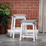 24" Counter Stool, Antique White Finish, Black Leather Seat B04660622