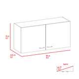 Wall cabinet 19"H, two Doors, two internal Shelves, White/smoked oak B097133160