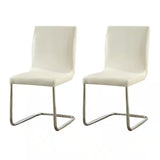 ZNTS Modern Elegance White Color Leatherette 2pcs Dining Chairs Chrome Metal Legs Dining Room Side Chairs B011P178974