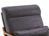 High Back Solid Wood Armrest Backrest Iron Frame Bronzing Cloth Indoor Leisure Chair Dark Grey 44411438
