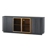 64-Inch Wavy TV Cabinet, Round Sideboard, Wooden Vertical Stripe Storage Cabinet, Aluminum Door W1162P309027