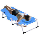 3-in-1 Heavy Duty Tanning Chair with Face Hole Adjustable 5-Position Folding Chaise Lounge Chairs W3399P310388