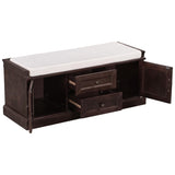 ZNTS Storage Bench with 2 Drawers and 2 Cabinets, Shoe Bench with Removable Cushion for Living Room, 24970634