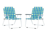2pcs Steel Tube PP Webbing Bearing 120kg Folding Beach Chair Blue Strip 79845666
