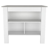 ZNTS Rockaway 3-Shelf Kitchen Island White and Ibiza Marble B06280052