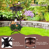 Copper Solar Bird Bath Feeder Combo with Flower Planter Pedestal and Solar Lights 92400841