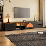 ON-TREND Modern TV Stand with Fluted Glass Door for TVs Up to 100", Media Console with Sliding Door N721P198932B