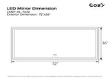 72"x36" LED Bathroom Mirror, Front-Lit and Back-Lit, 3 Color Tem Adjustable, Brightness Memory, 44295018