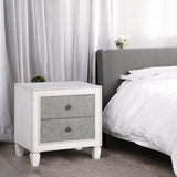 Modern Rustic White and Gray Finish 2-Drawers Nightstand Wooden Bedroom Furniture 1pc Farmhouse B2741P324354