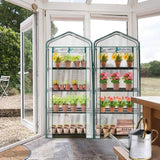 4 Tier Mini Greenhouse with PVC Cover & Roll-Up Zipper Door, Portable Waterproof Greenhouse for 31843627