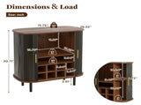 28" Fluted Wine Bar Cabinet with 8-Grid Wine Rack, 5-Level Adjustable Shelves, 2 Glass Holders, 53324323