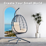 Egg Chair with Stand Indoor Outdoor Swing Chair Patio Wicker Hanging Egg Chair Hanging Basket Chair W87433841