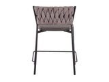 Contemporary Counter Stool in Black Metal, Grey Faux Leather, and Light Brown Fabric - Set of 2 B202P221684