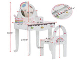 Kids Vanity Table and Chair Set with 7pcs Pretend Play Makeup Toys, Girls Vanity with Mirror & 04076145