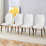 4 modern dining chairs with stylish PU patterned backrest and black metal legs for a comfortable W1512P360097