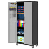 71" Metal Garage Storage Cabinet with Wheels - Heavy-Duty Tool Storage Cabinet for Home, Office, T2398P222838