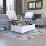 Gambia Lift Top Coffee Table, Four Legs -White / Light Oak B07091866