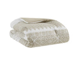 3 Piece Cotton Comforter Set with Chenille Tufting Taupe Full/Queen B035128803