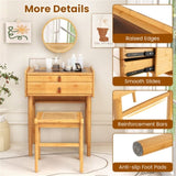Bamboo vanity with mirror and 2 storage drawers 99206002