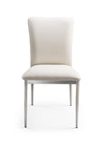Contemporary Faux Leatheratte Side Chair Set of 2, Soft White Color B091P183410