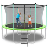 ZNTS 12ft Green Outdoor Toddler Trampoline with Enclosure Safety Net Jumping Fun Trampoline, heavy-duty 31935838