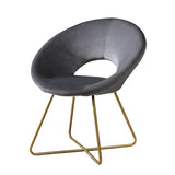 Slatina Gray Silky Velvet Upholstered Accent Chair with Gold Tone Finished Base T2574P164521