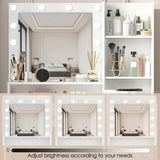 Vanity Desk with Mirror & Light, Large Drawer Three Level Storage Dresser, 3 Lighting Modes 97537038