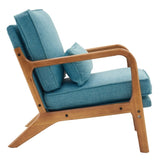 ZNTS Oak Armrest Oak Upholstered Single Lounge Chair Indoor Lounge Chair Teal 35782553