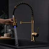 Commercial LED Kitchen Faucet with Pull Down Sprayer, Single Handle Single Lever Kitchen Sink Faucet W1932P156148